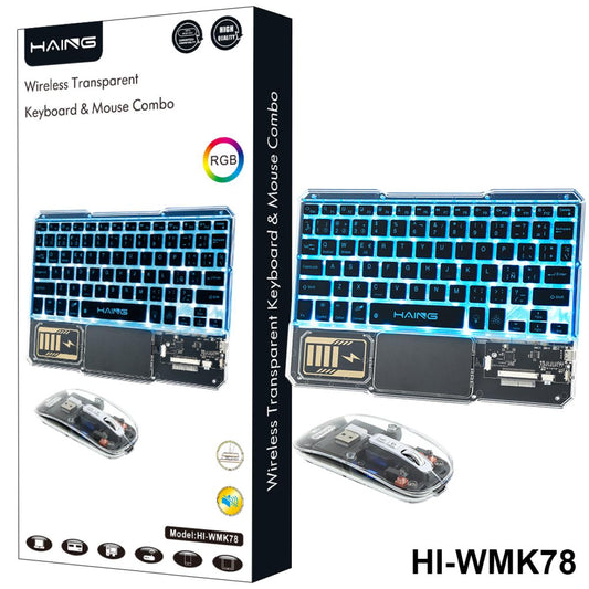 HAING HI-WMK78 RGB Wireless Transparent Keyboard & Mouse Combo