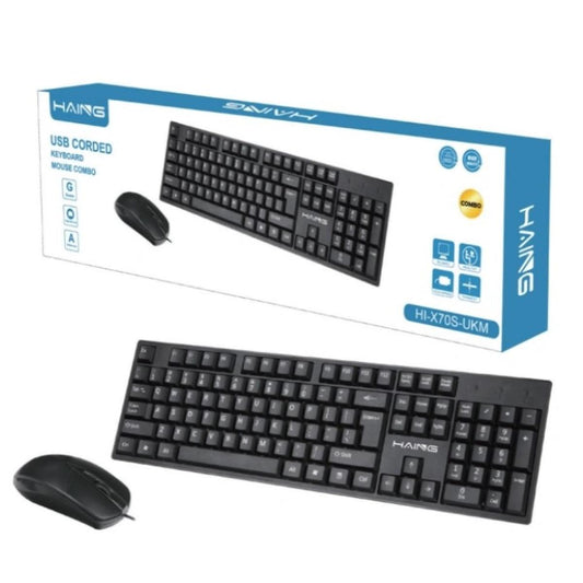 HAING HI-X70S-UKM USB Corded White Keyboard & Mouse Combo