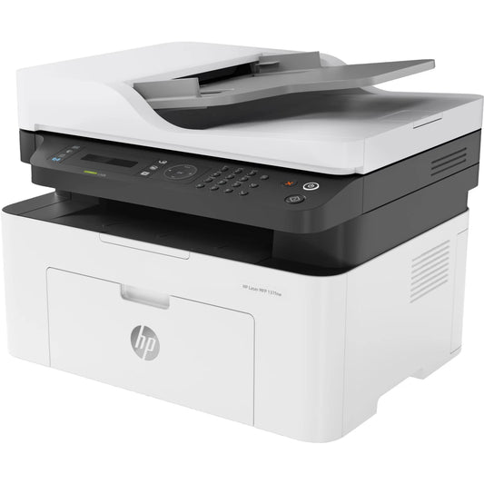 HP LaserJet MFP M137FNW Mono Black and White Laser Multifunction 4-In-One Printer With Auto Feeder - White