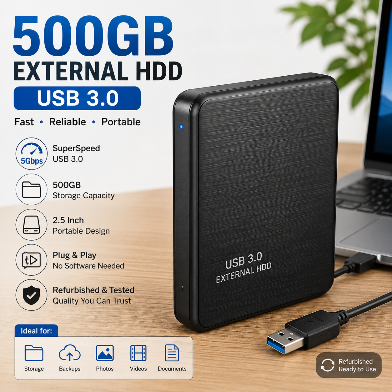 500GB External HDD USB 3.0