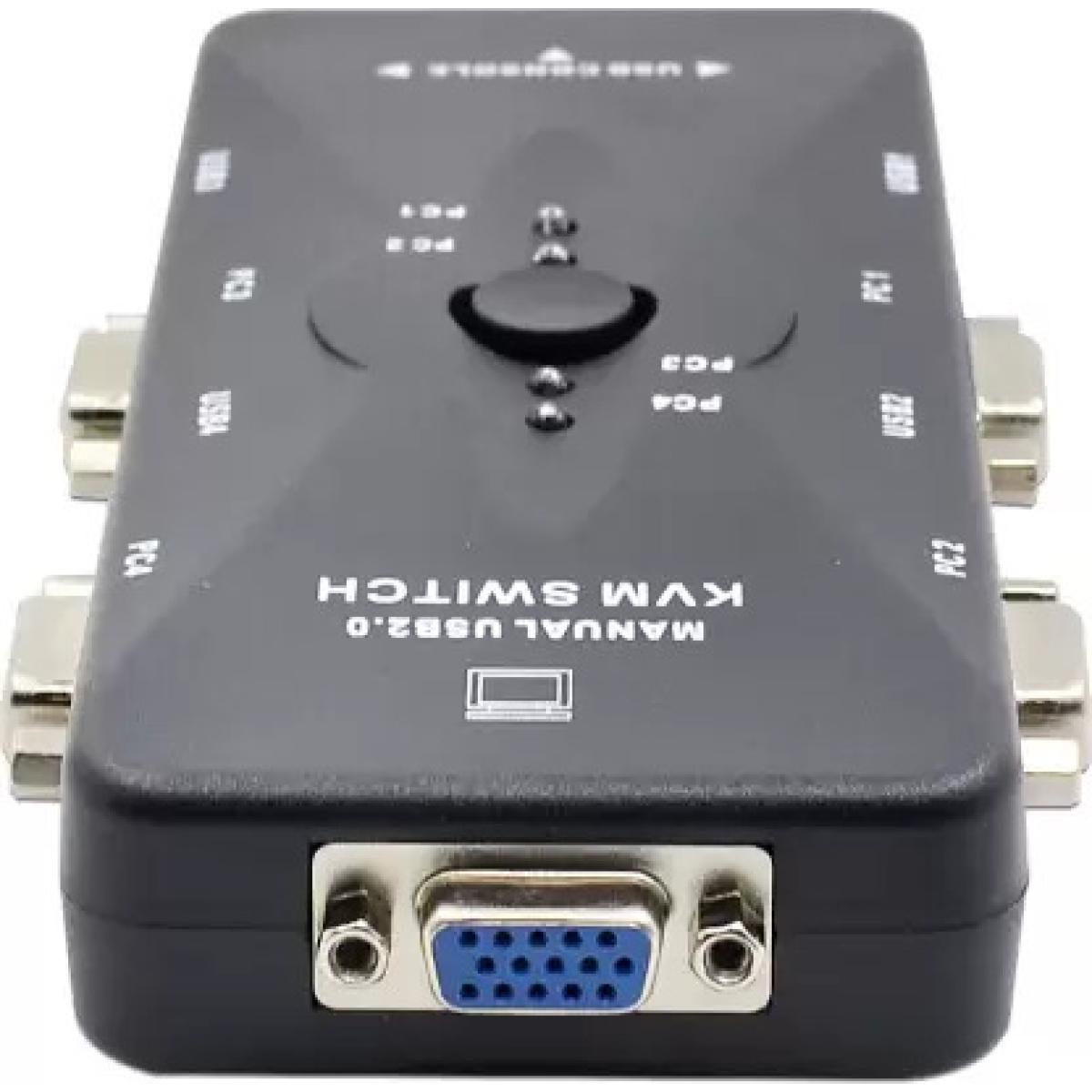مفتاح VGA KVM USB 2.0 يدوي بأربعة منافذ