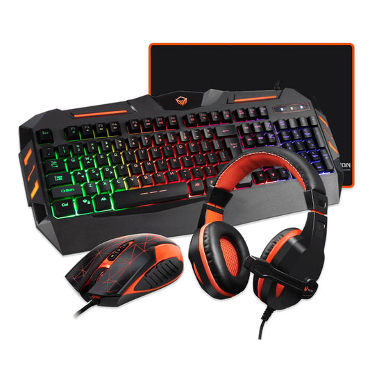 MeeTion MT-C500 Backlit Gaming Combo Kits 4 in 1 Gaming Keyboard Mouse and Headset Bundle with Mouse Pad