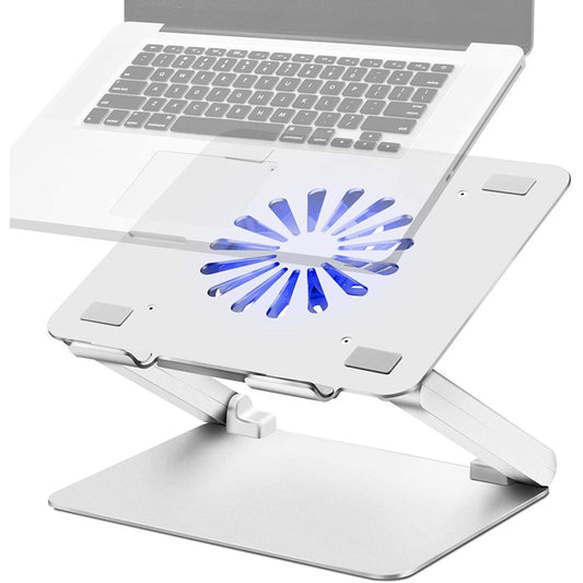 Adjustable Laptop Stand F66 with Cooling Fan, Aluminum Alloy Multi-Angle Computer Holder for Desk