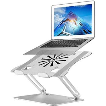 Adjustable Laptop Stand F66 with Cooling Fan, Aluminum Alloy Multi-Angle Computer Holder for Desk