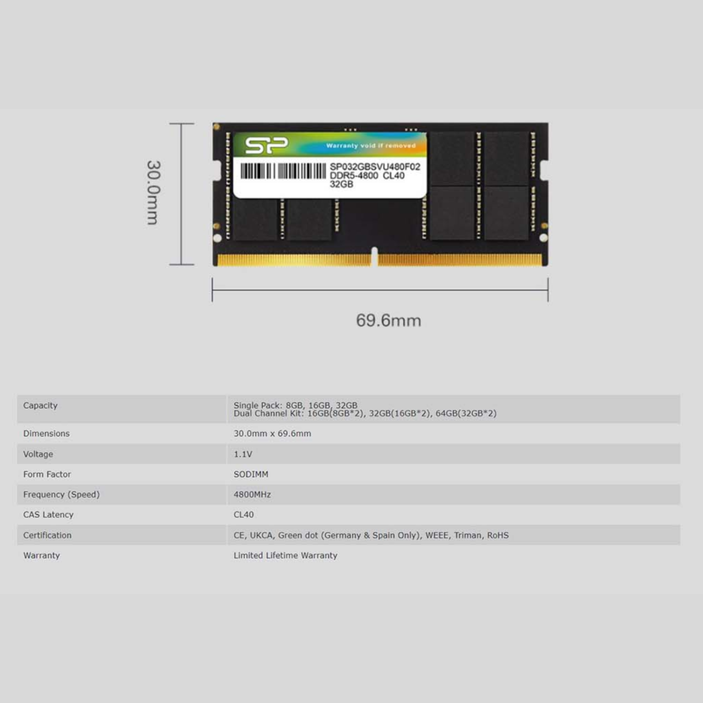 Silicon Power DDR5 4800MHz 16GB 1.1V Laptop Unbuffered DIMM