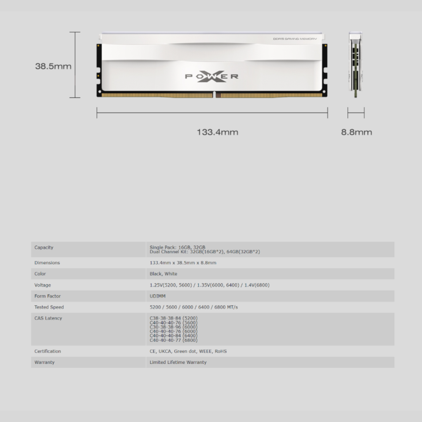 Silicon Power Xpower Zenith DDR5 6000MHz 16GB Desktop Gaming UDIMM