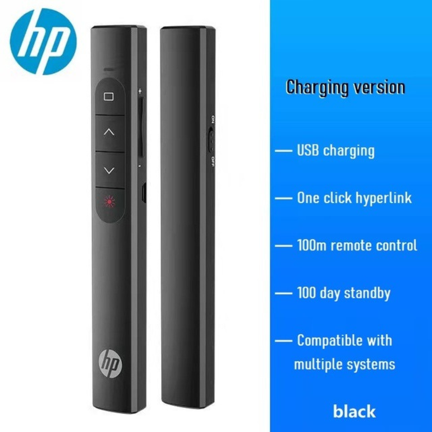 مؤشر عرض تقديمي لاسلكي متعدد الوظائف من HP، قابل لإعادة الشحن