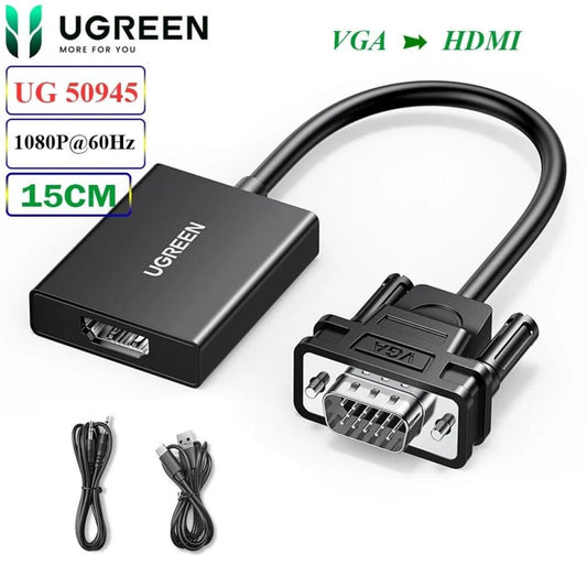 UGREEN CM513 Cable Adapter VGA (Male) To HDMI (Female) 0.15m black