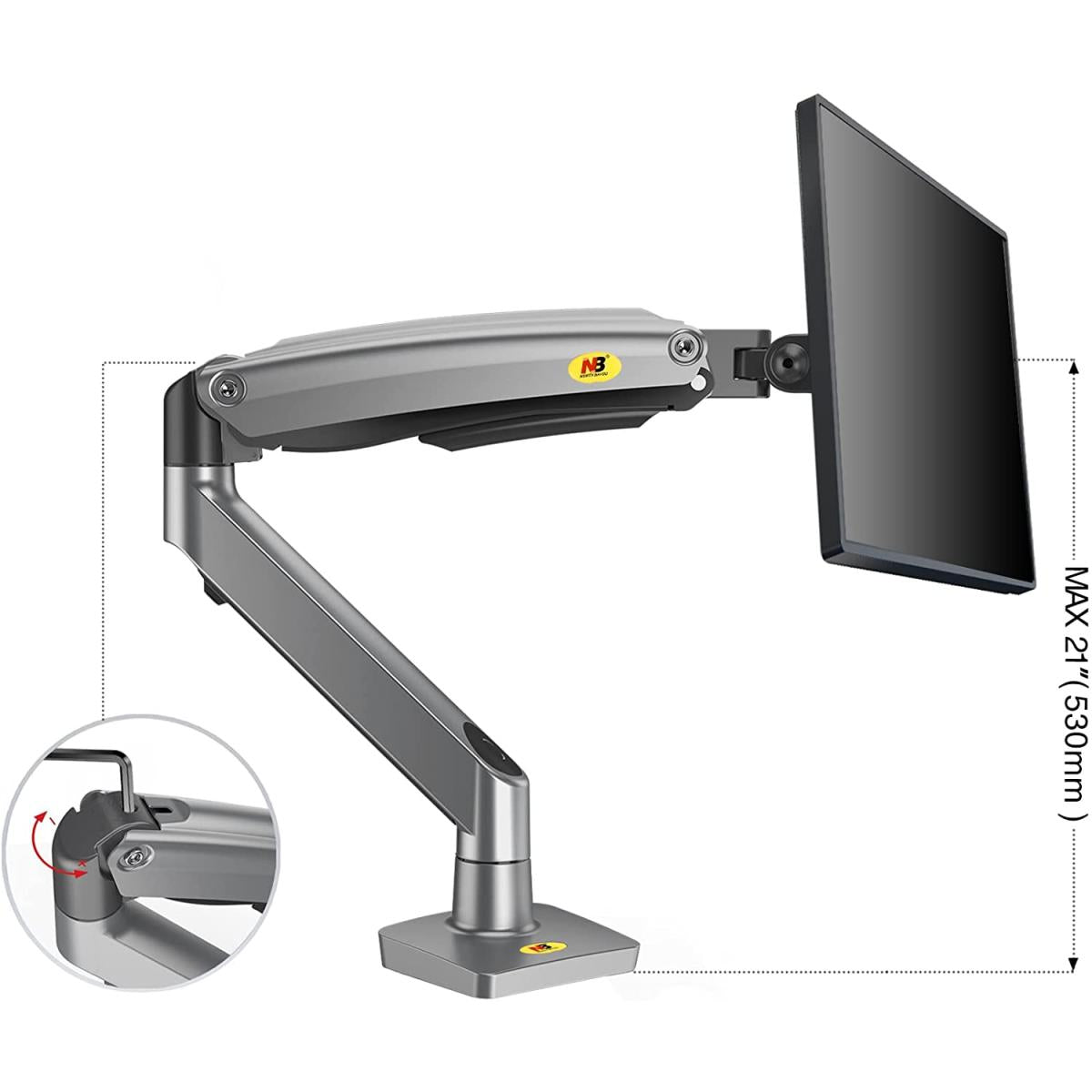 North Bayou G70 22"-35" Gas Spring Full Motion Desk Mount Bracket