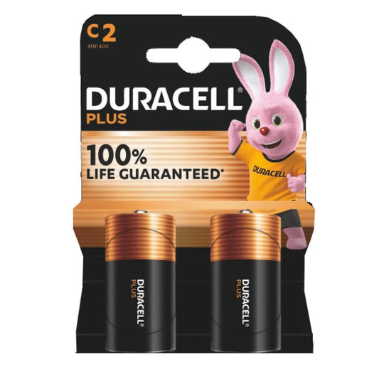 Duracell Plus C Alkaline Batteries 2 Pack