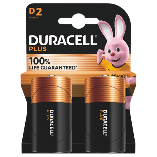Duracell Plus D Alkaline Batteries 2 Pack