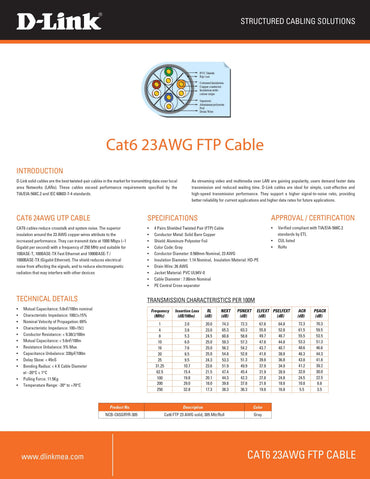 D-Link NCB-C6SGRYR-305 Cat6 FTP 23AWG solid bare copper 305M network cable in Jordan Amman and Irbid from SAMMAN.JO and AlSamman For Computer