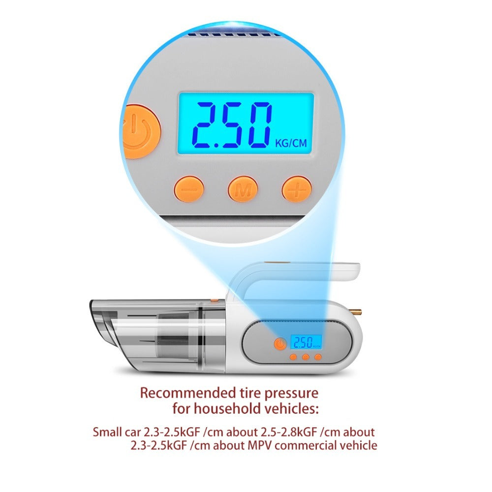 4 In 1 Car Vacuum Cleaner And Car Tyre Pump With LED Light (Black)