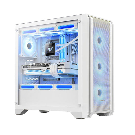 كيس Huntkey GX750A Gaming فارغ بدون مراوح - أبيض