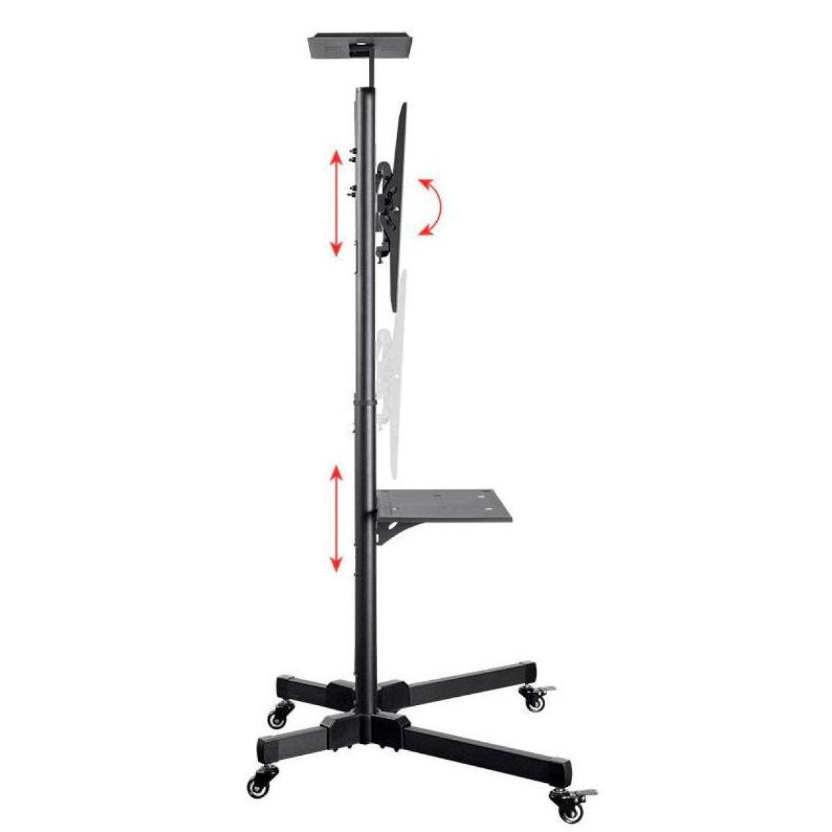 TV trolley stand for 32 to 65 inch displays with media shelf from Al-Samman Computer in Amman and Irbid Jordan