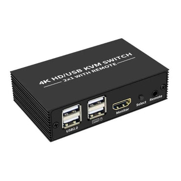 2-Port HDMI USB KVM Switch, 4K Plastic with Built in Cables