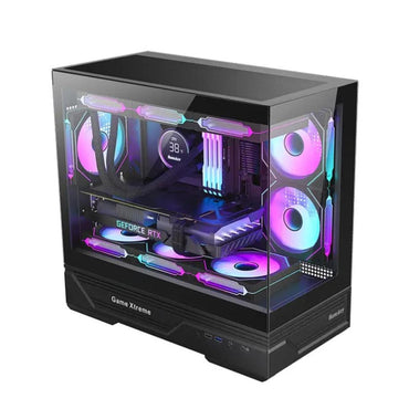 كيس Huntkey GX760AE Fortune Lite فارغ بدون مراوح - أسود
