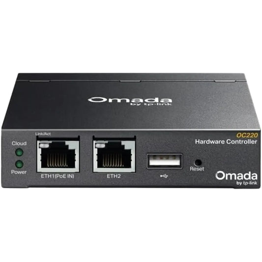TP-Link Omada OC220 black hardware controller with 802.3af PoE dual Gigabit Ethernet ports free cloud management and USB backup in Jordan