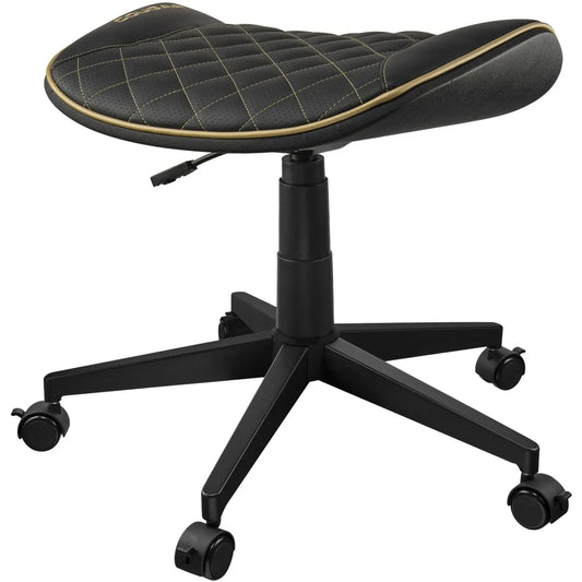 Cougar CROSSER Multi-Use Gaming Stool Scalloped Seat PVC Synthetic Leather Upholstery Adjustable Height Base with 5 Wheels Up to 120 kg Weight Support, Balck-Gold