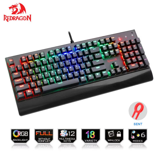 Redragon K557 RGB Waterproof 104-Key Mechanical Gaming Keyboard