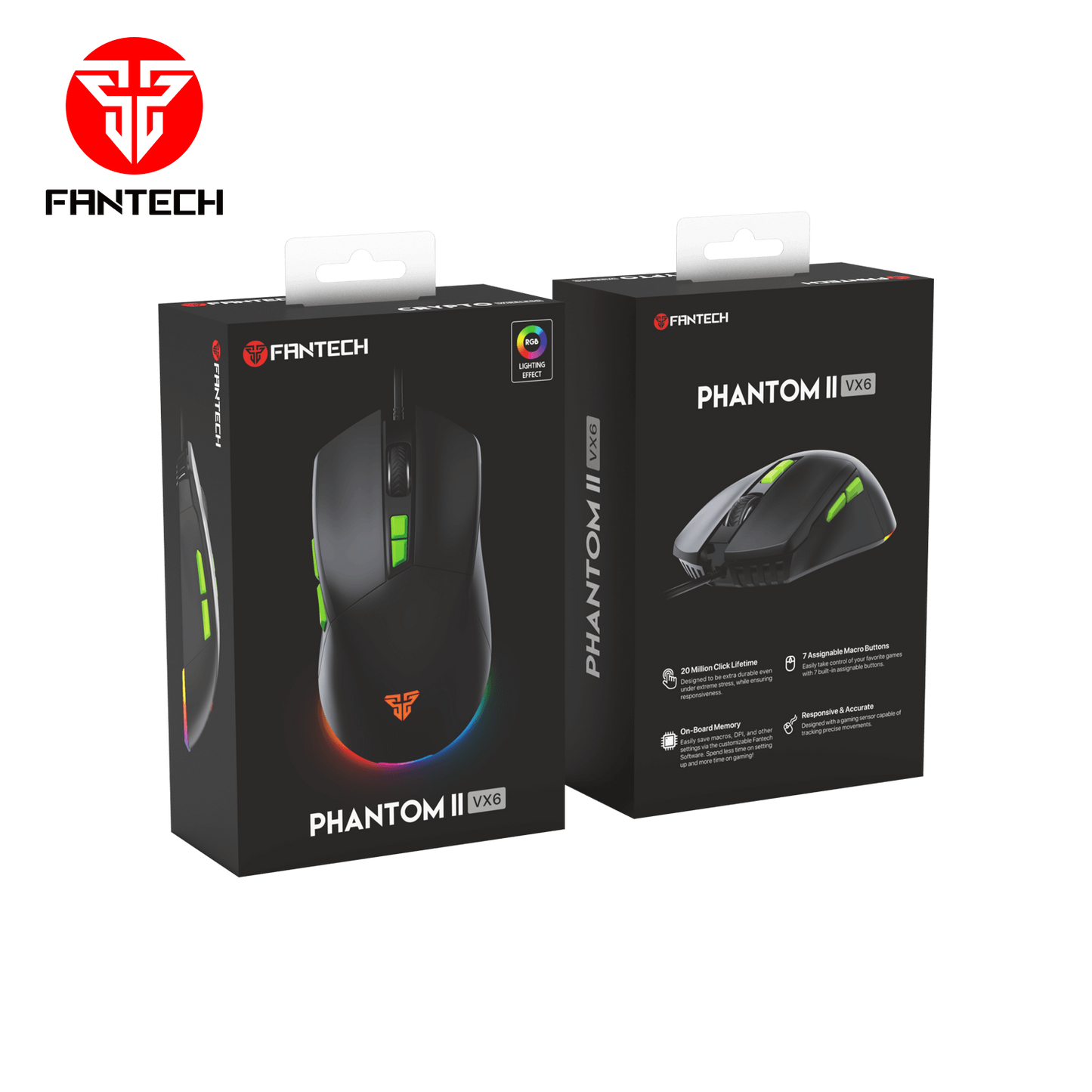 VX6 Phantom II RGB Gaming Mouse 7200 DPI Black