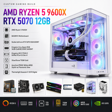 AMD RYZEN 5 9600X // RTX 5070 12GB // (8X2GB) RAM DDR5 - PC Build