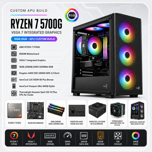 AMD RYZEN 7 5700G // VEGA 7 Integrated Graphics // 16GB RAM - APU Custom Build