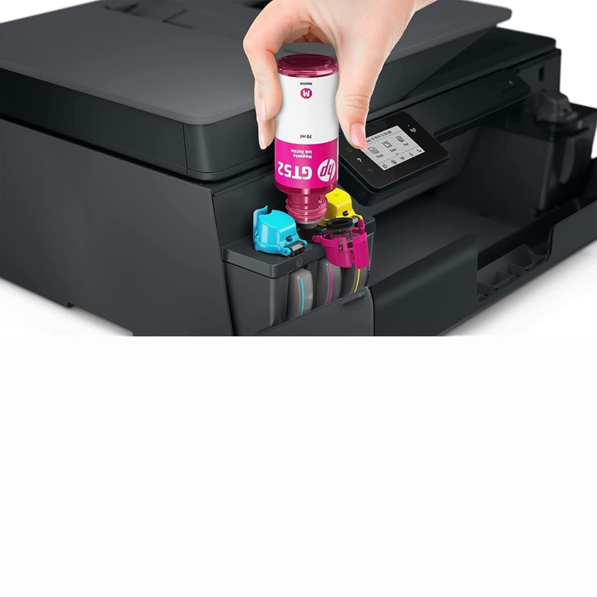طابعة HP Smart Tank 615 ملونة لاسلكية متعددة الوظائف بخزان حبر قابل لإعادة التعبئة، طباعة ونسخ ومسح ضوئي وفاكس، مغذي ADF واتصال Wi-Fi ثنائي النطاق لدى السمان للكمبيوتر في الأردن