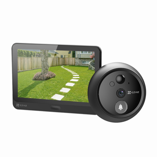 EZVIZ HP4 wireless video door viewer with 1080p camera, 4.3-inch indoor colour screen, 155-degree wide-angle view and 3m infrared night vision