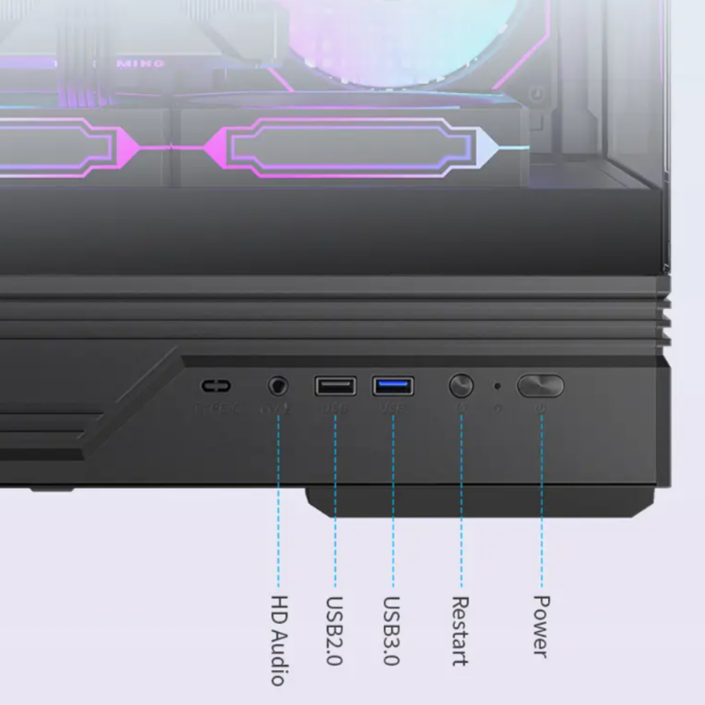 كيس Huntkey GX760AE Fortune Lite فارغ بدون مراوح - أسود