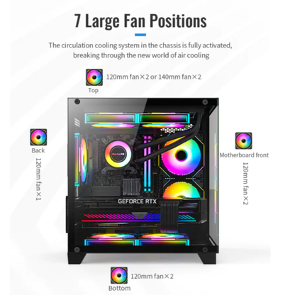 Huntkey S900 Sandstorm Full view Empty PC Case without Fans -Black