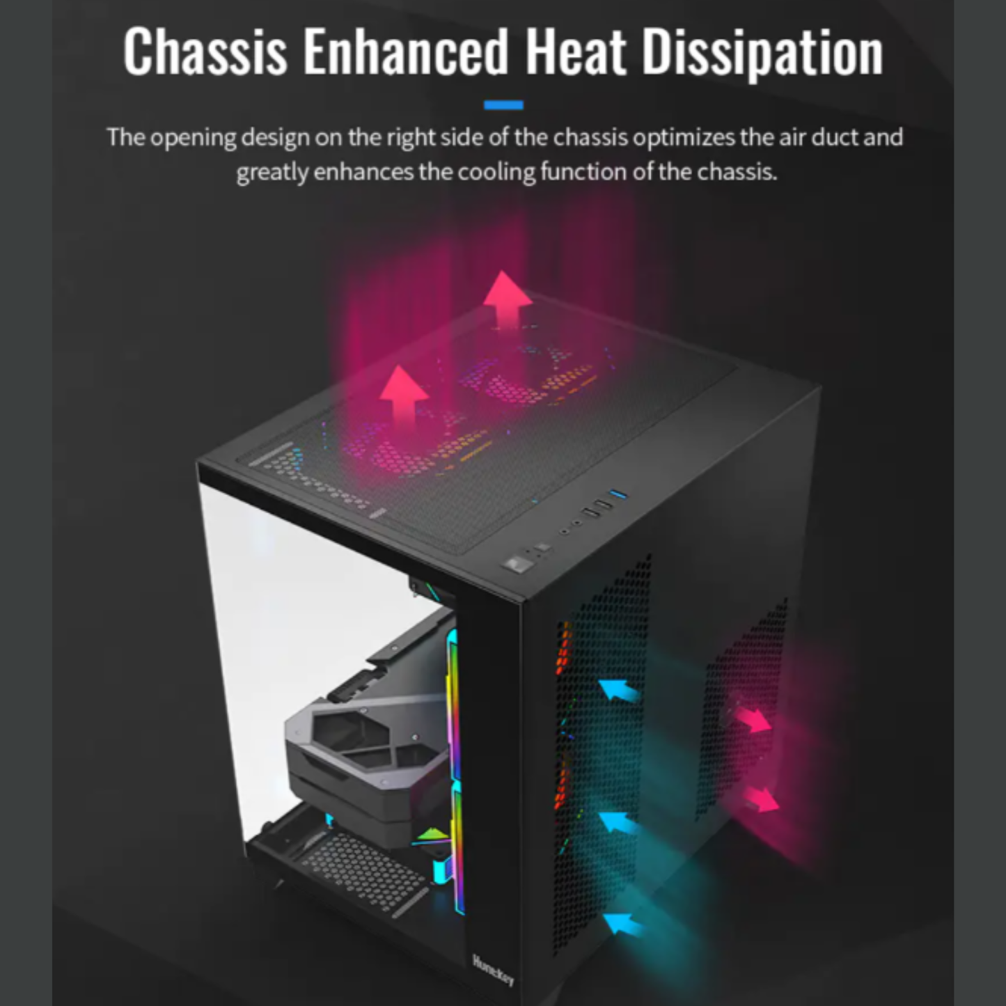 Huntkey S900 Sandstorm Full view Empty PC Case without Fans -Black