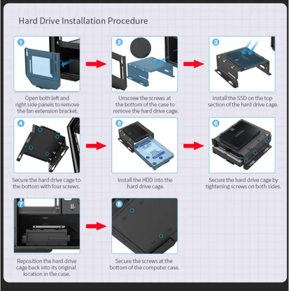 كيس Huntkey GX760A Gaming فارغ بدون مراوح - أسود