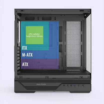 كيس Huntkey GX760A Gaming فارغ بدون مراوح - أسود