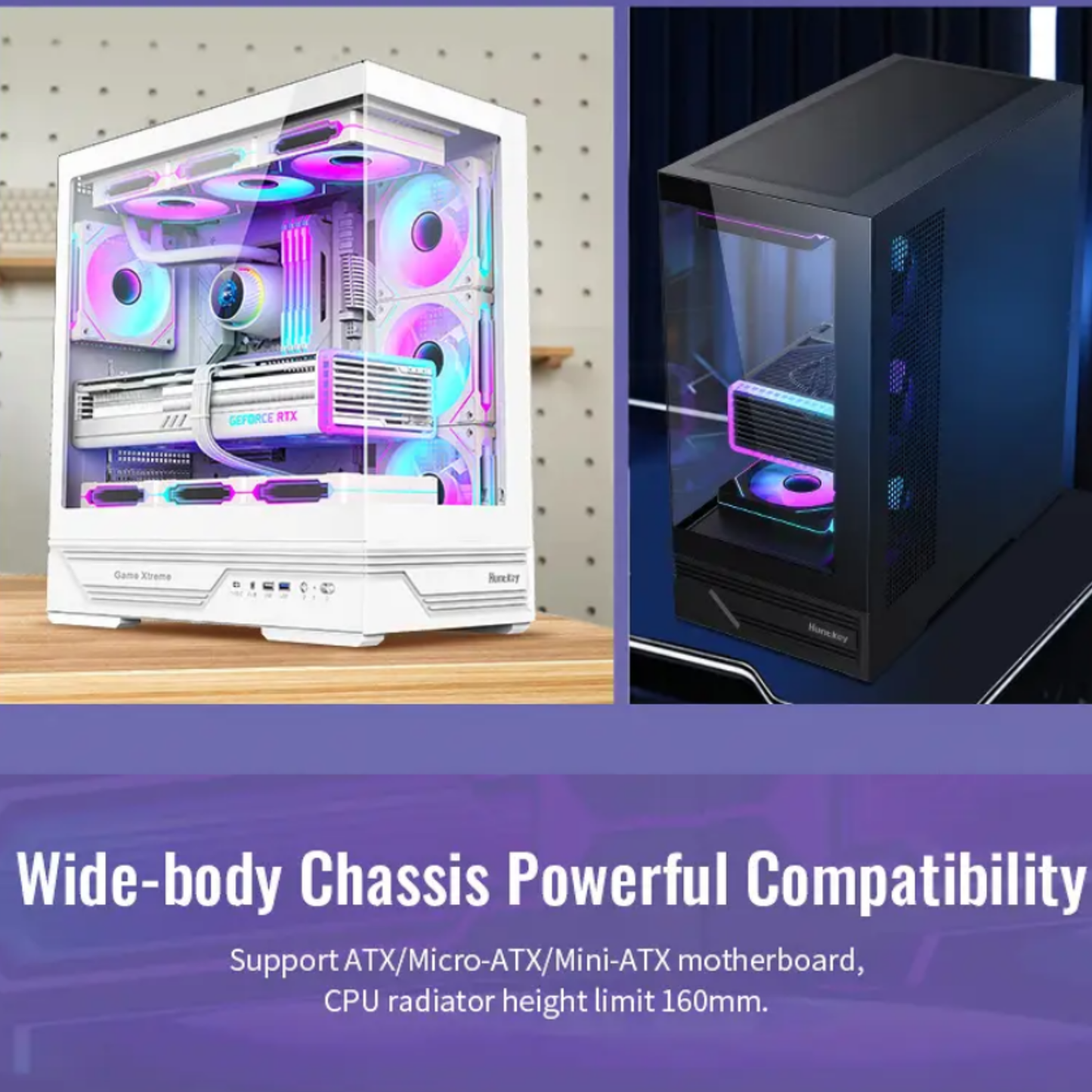 كيس Huntkey GX760A Gaming فارغ بدون مراوح - أسود