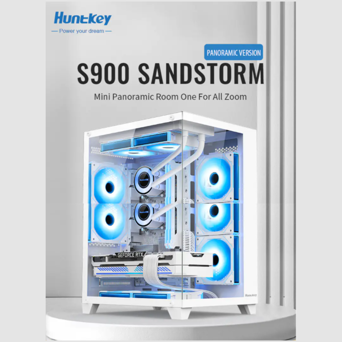 Huntkey S900 Sandstorm Full view Empty PC Case without Fans -Black