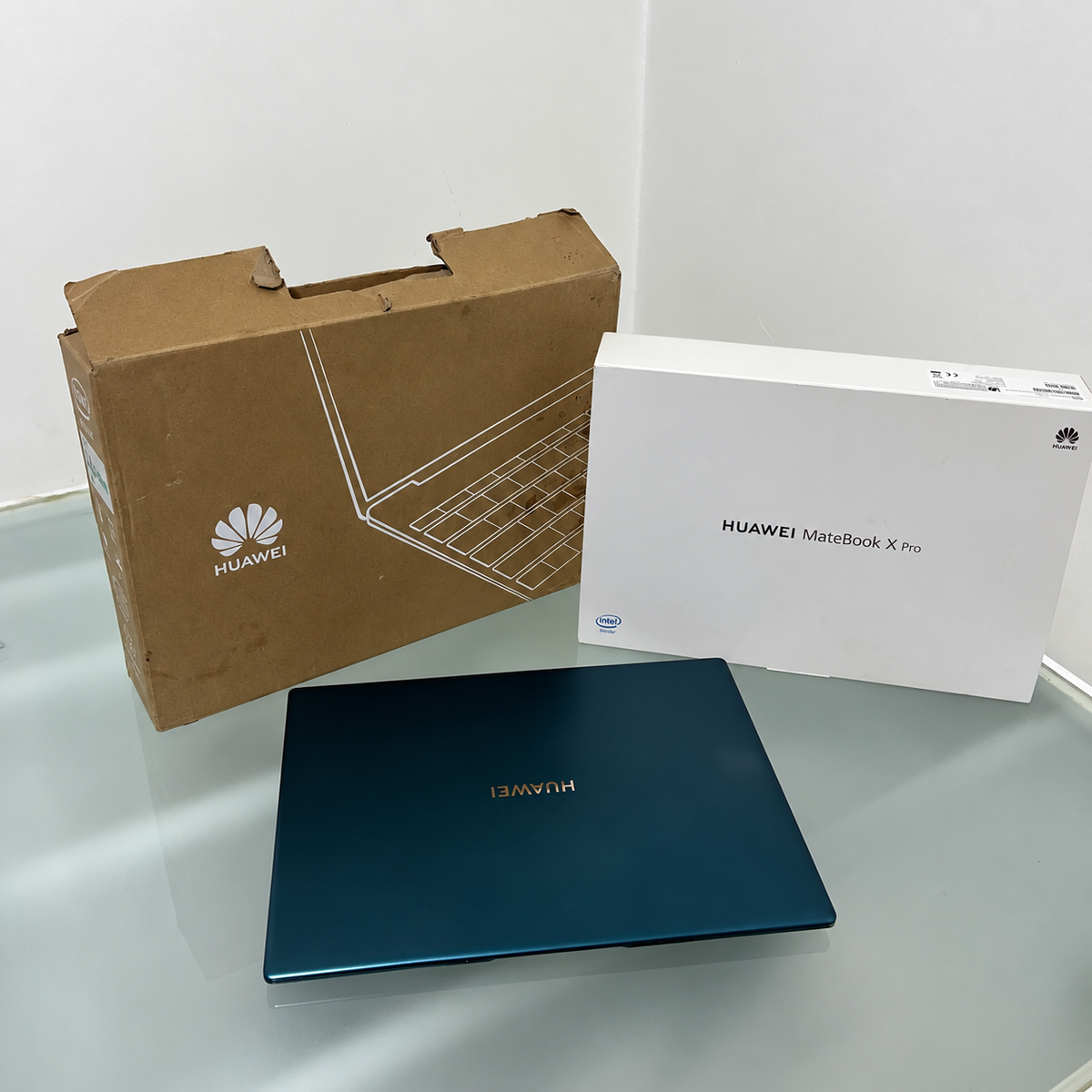 Used HUAWEI MateBook X Pro 2021 Emerald Green laptop open with 13.9-inch display and Arabic English keyboard