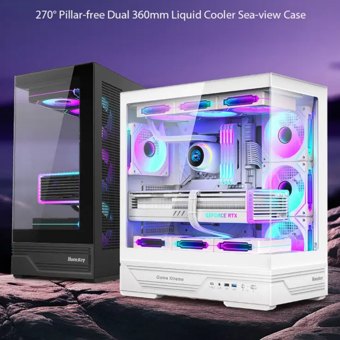 كيس Huntkey GX760A Gaming فارغ بدون مراوح - أسود