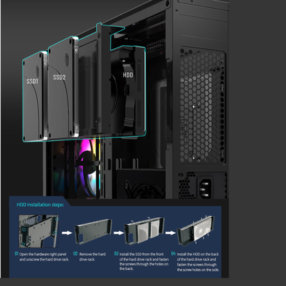 Huntkey S980 Tornado Full View Gaming Case Black