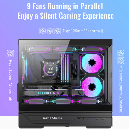 كيس Huntkey GX760AE Fortune Lite فارغ بدون مراوح - أسود