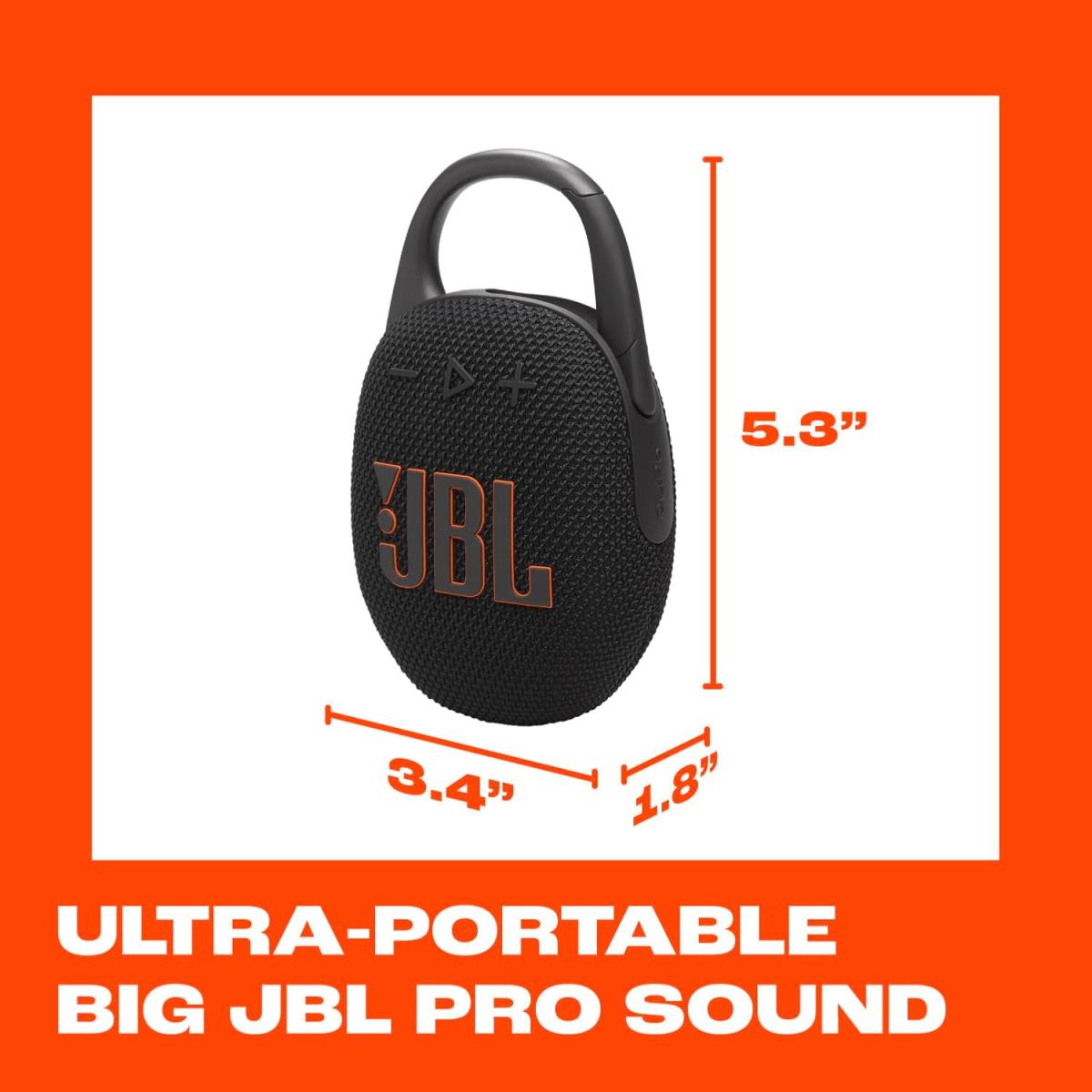 مكبر صوت JBL Clip 5 المحمول المقاوم للماء بتقنية بلوتوث، يعمل لمدة 12 ساعة