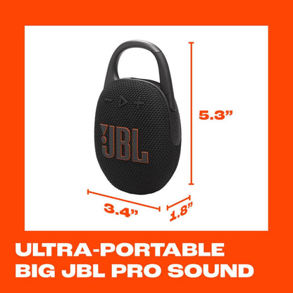 مكبر صوت JBL Clip 5 المحمول المقاوم للماء بتقنية بلوتوث، يعمل لمدة 12 ساعة