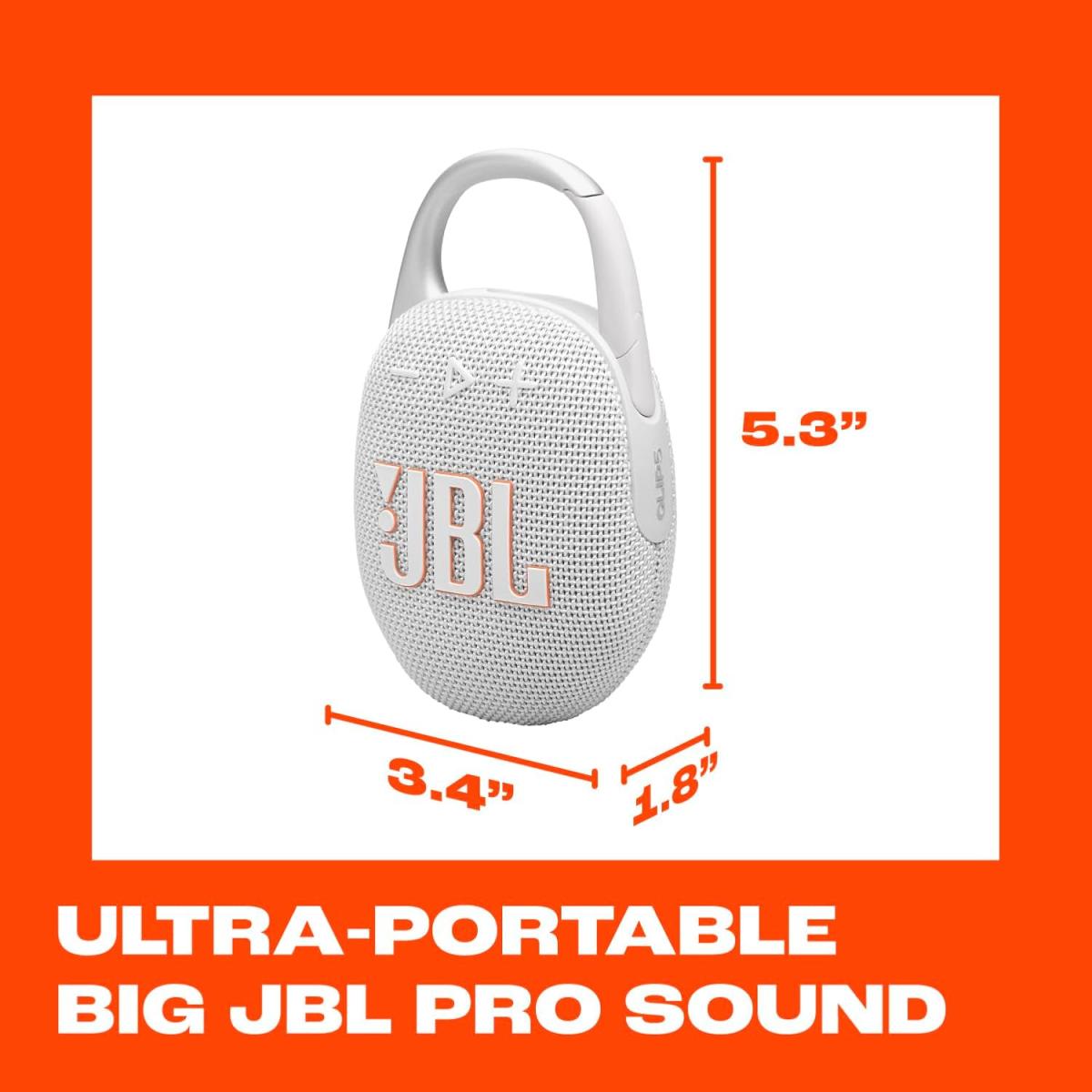 مكبر صوت JBL Clip 5 المحمول المقاوم للماء بتقنية بلوتوث، يعمل لمدة 12 ساعة