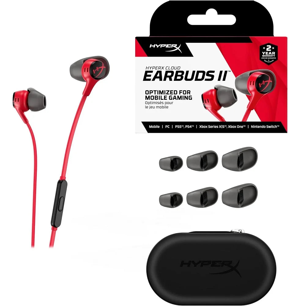 سماعات HyperX Cloud Earbuds II للألعاب المحمولة مع ميكروفون