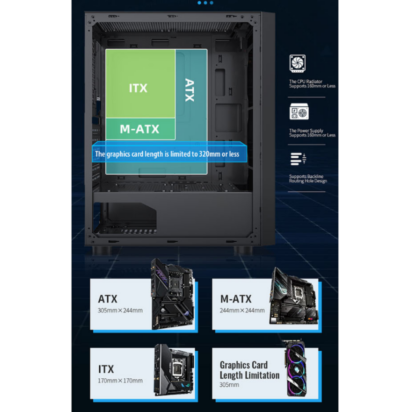 كيس Huntkey GS450S Gaming فارغ بدون مراوح - أسود