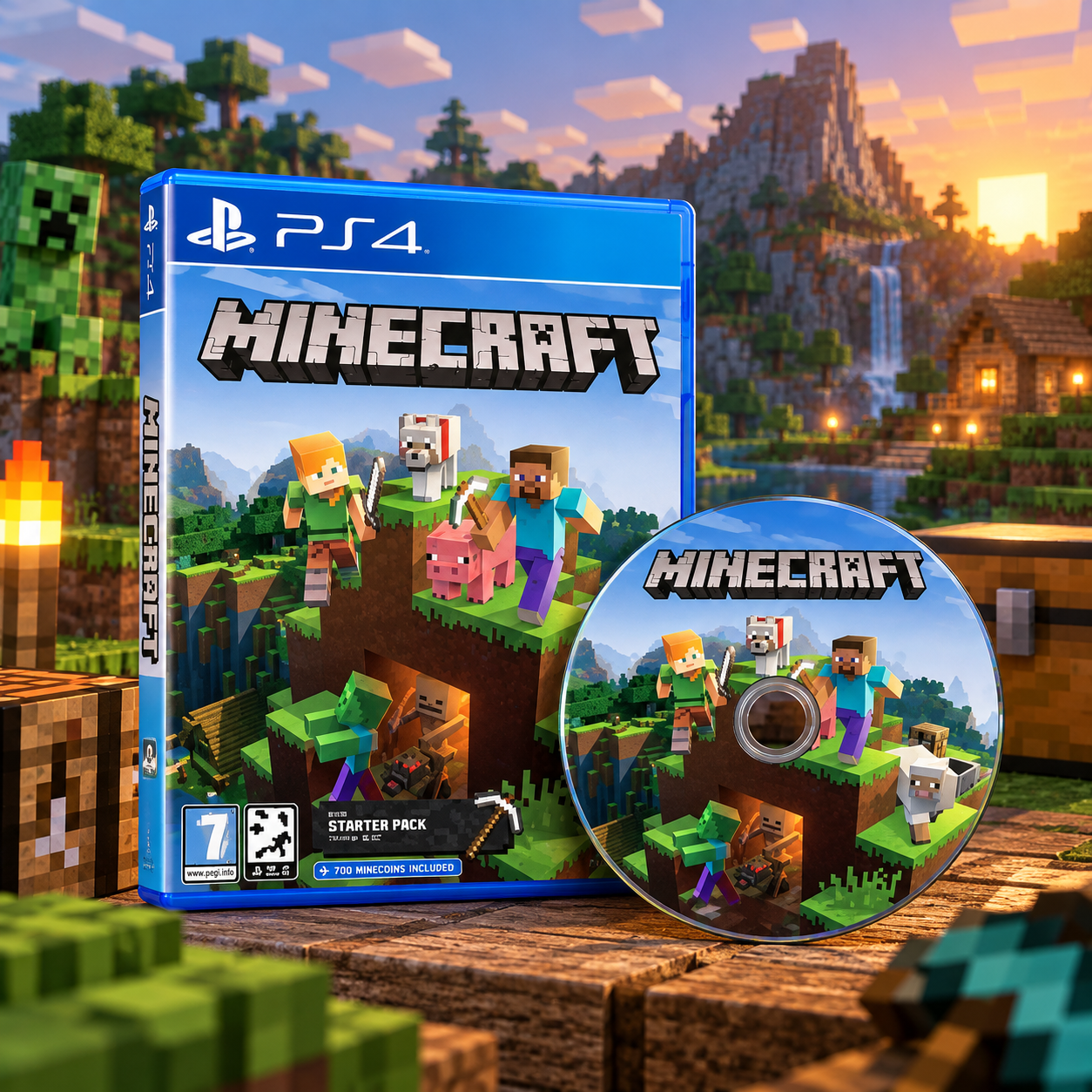 Minecraft Starter Pack PS4 Game Disc with 700 Minecoins from Al-Samman Computer Jordan