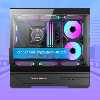 كيس Huntkey GX760AE Fortune Lite فارغ بدون مراوح - أسود