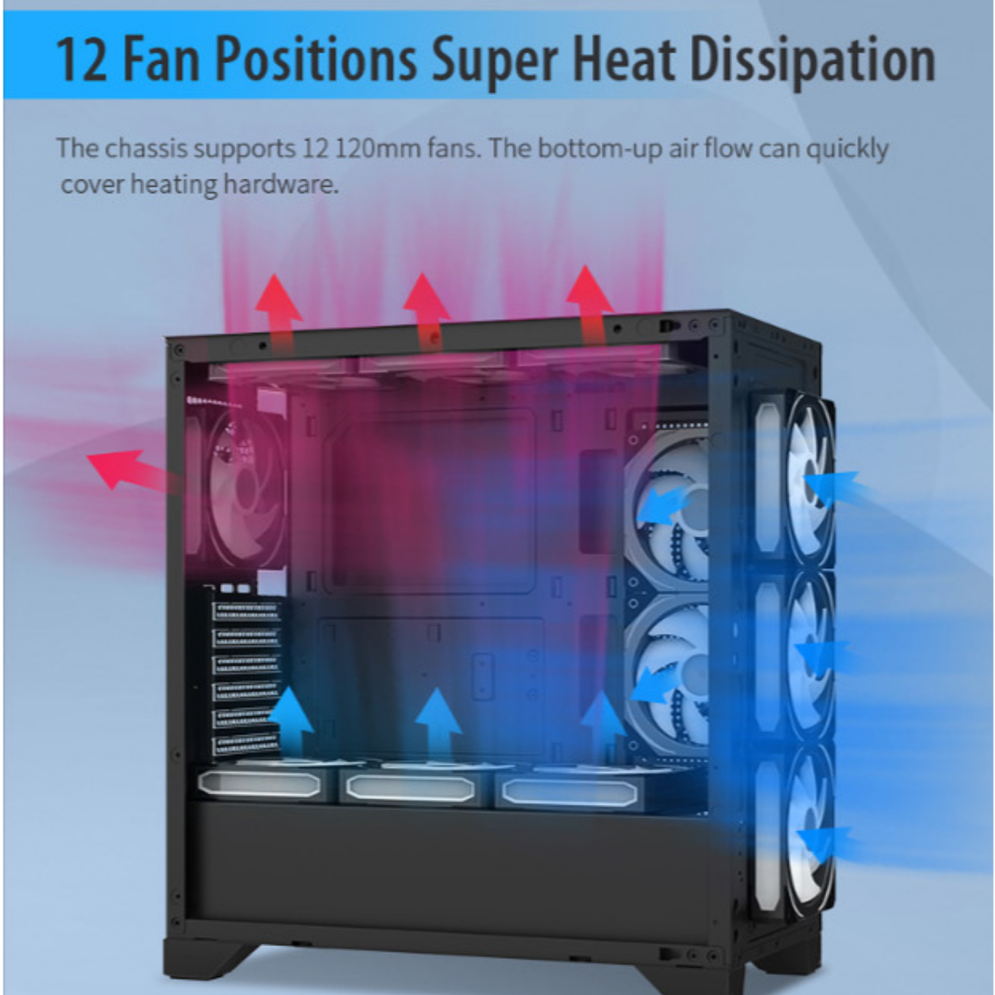 Huntkey GX750A Empty Gaming Case with 3 Fans -Black