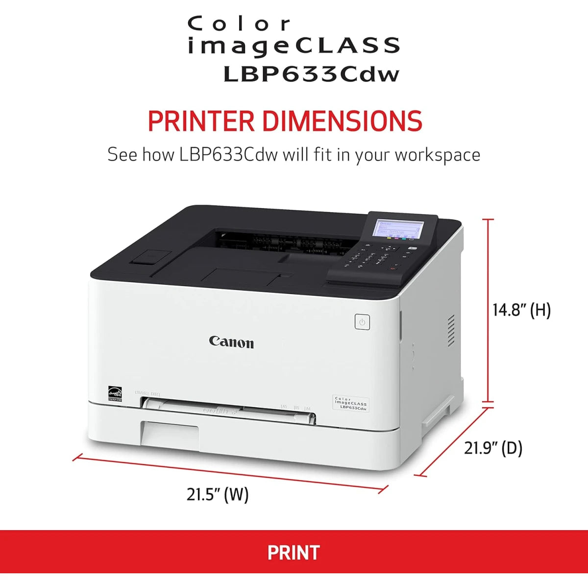 طابعة كانون I-SENSYS LBP633Cdw ليزر ملونة لاسلكية ومزدوجة A4 للمنزل والمكتب حتى 21 صفحة في الدقيقة - أبيض