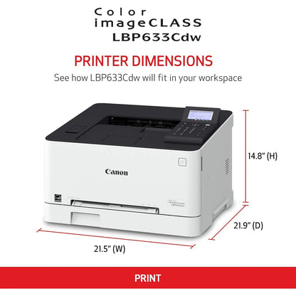 طابعة كانون I-SENSYS LBP633Cdw ليزر ملونة لاسلكية ومزدوجة A4 للمنزل والمكتب حتى 21 صفحة في الدقيقة - أبيض